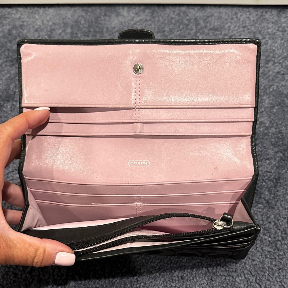 Coach Black Patterned Wallet With Silver Buckle - image 3